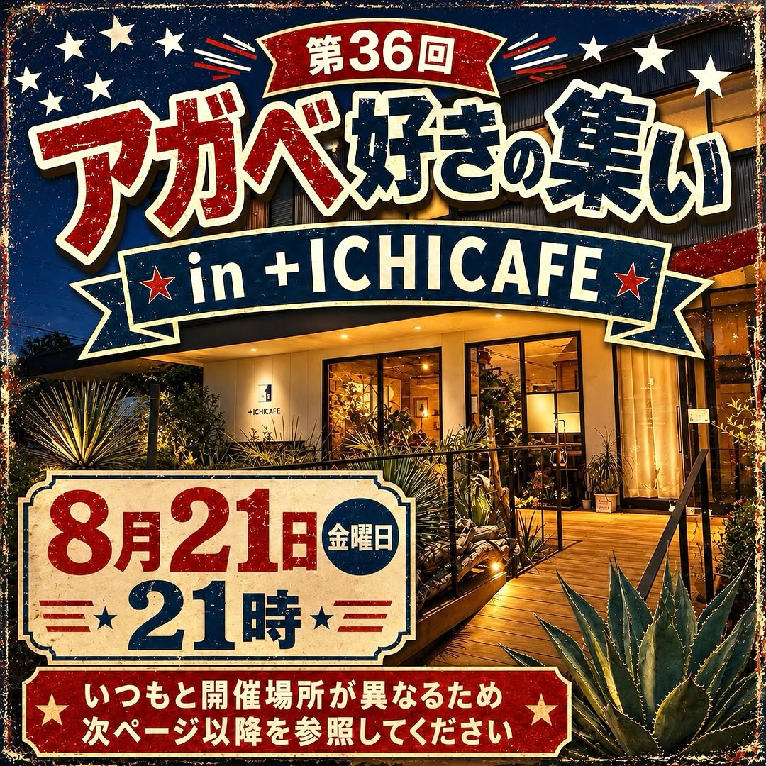 第36回アガベ好きの集い in +ICHICAFEを開催、8月21日夜に食事とアガベ鑑賞を実施