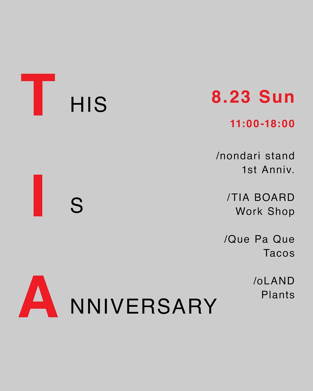 TIA -1st ANNIVERSARY-をSIKAKU大垣店とノンダリスタンドで開催、着生ワークショップやタコスを予定
