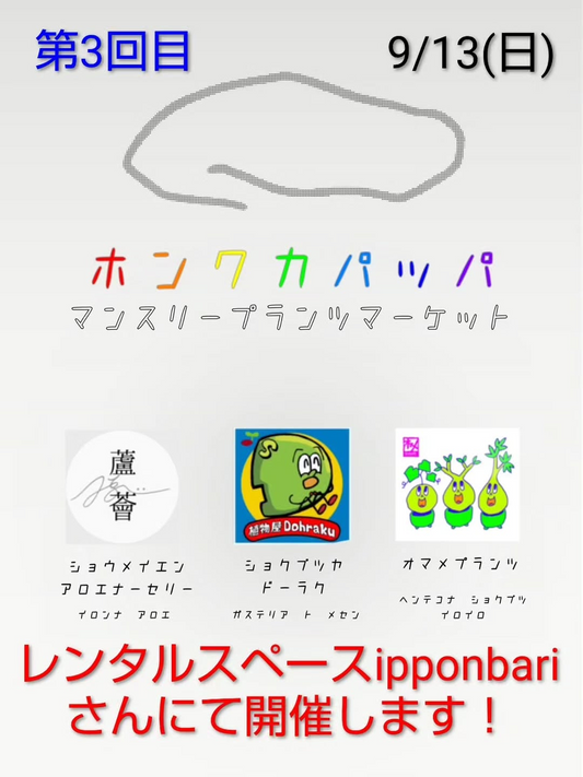 ホンワカパッパ第3回が2026年9月13日に大阪市住吉区で開催、3店舗を基本とした植物販売会