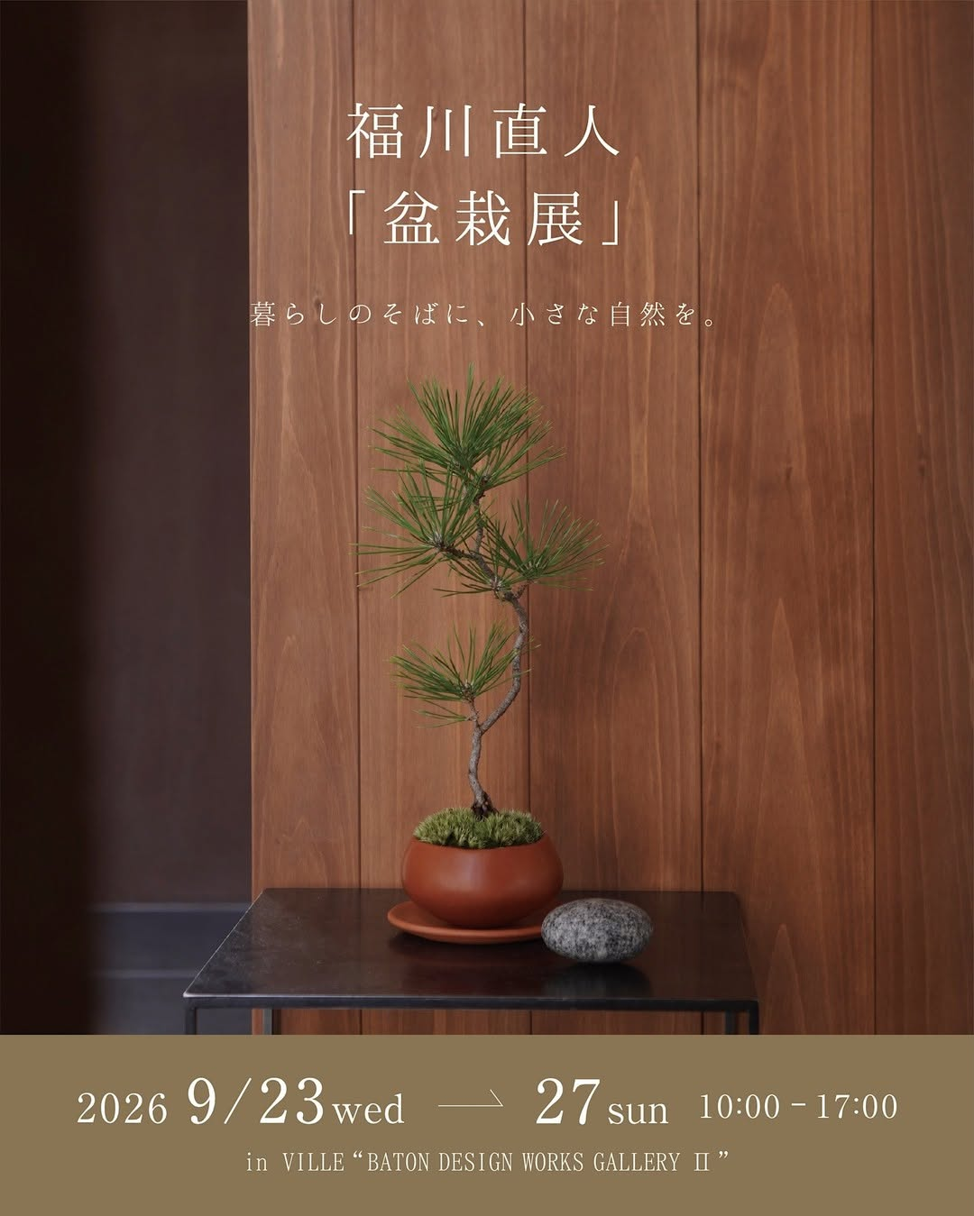 福川直人が盆栽展とBONSAI WORKSHOPを開催、2026年9月に高知市で展示販売