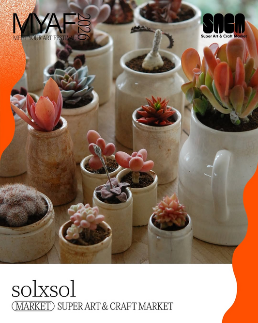 SUPER ART & CRAFT MARKET 2026でsolxsolが多肉植物とサボテンを出展、ヴィンテージストーンウェアと組み合わせた商品を展開