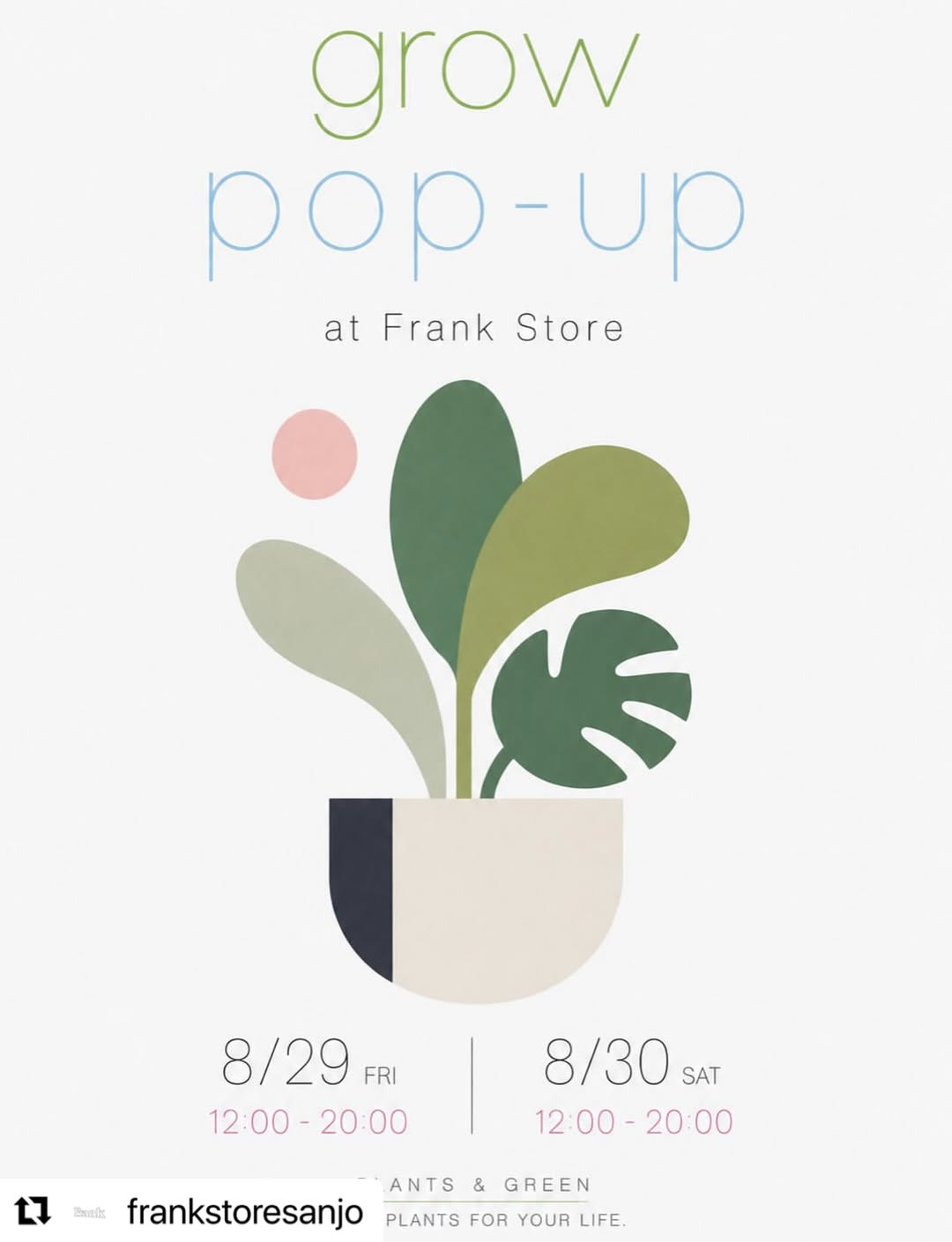 growとFrank Store Sanjoが2025年POP-UPを開催、植物と古着を組み合わせた2日間の展開