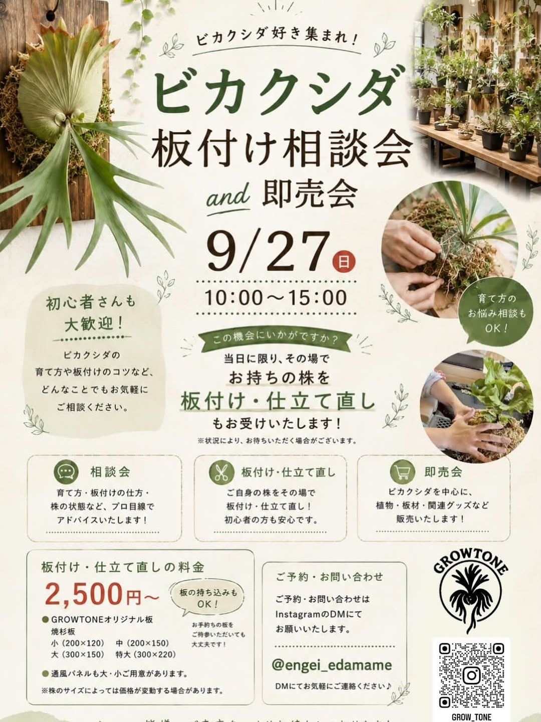2026年9月27日ビカクシダ好き集まれ！板付け相談会and即売会を川越市で開催