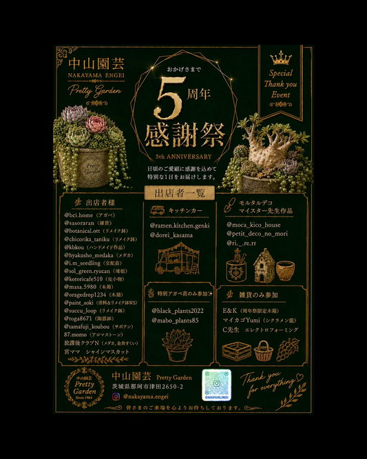 中山園芸が5周年感謝祭2026を開催、多肉植物やリメイク鉢など多数の出店者が参加