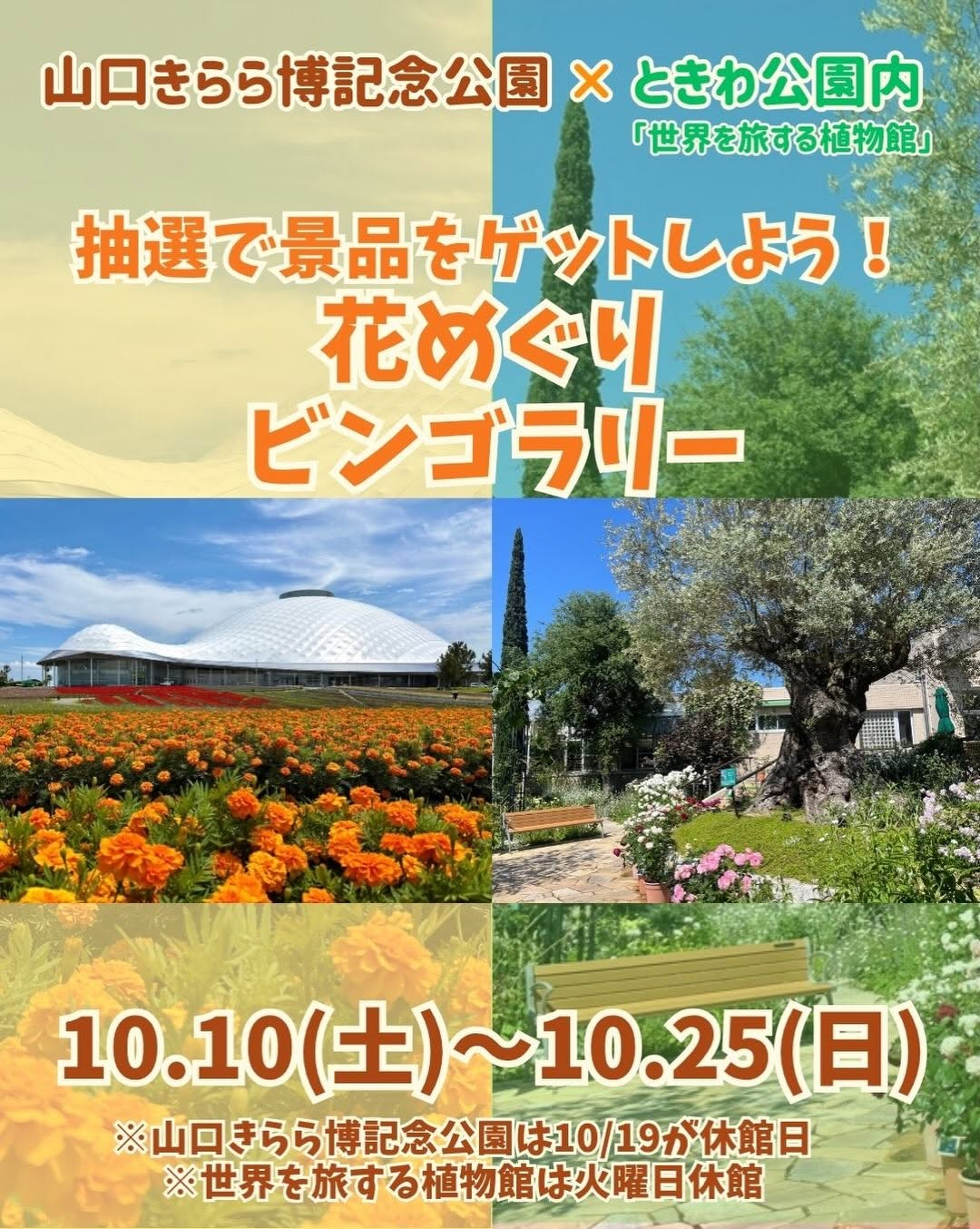 山口きらら博記念公園×ときわ公園内で花めぐりビンゴラリーを開催