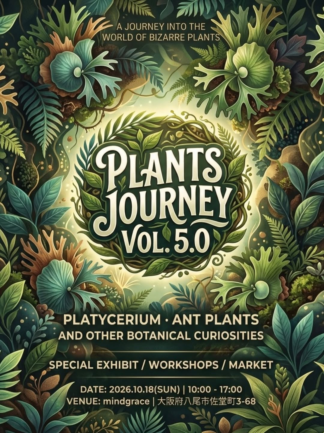 Plants Journey Vol.5が10月18日に開催 ビカクシダや珍奇植物の展示販売とワークショップ
