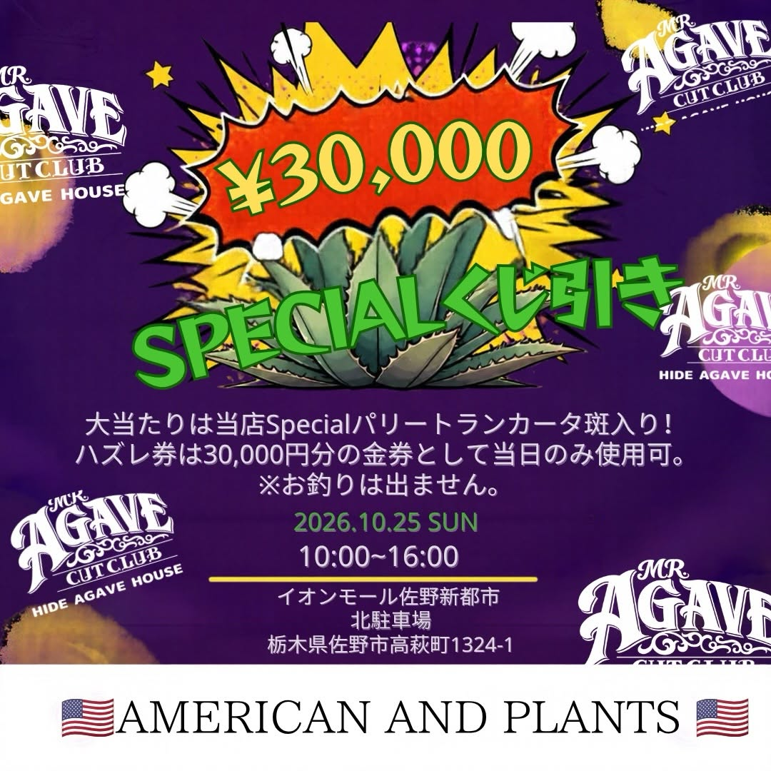 American and Plants -アメプラ-が2026年10月25日に開催、HIDE AGAVE HOUSEのSpecialくじ引きも実施